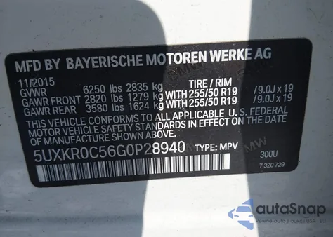 2016 BMW X5 xDrive35I z USA, uszkodzony, nr VIN 5UXKR0C56G0P28940